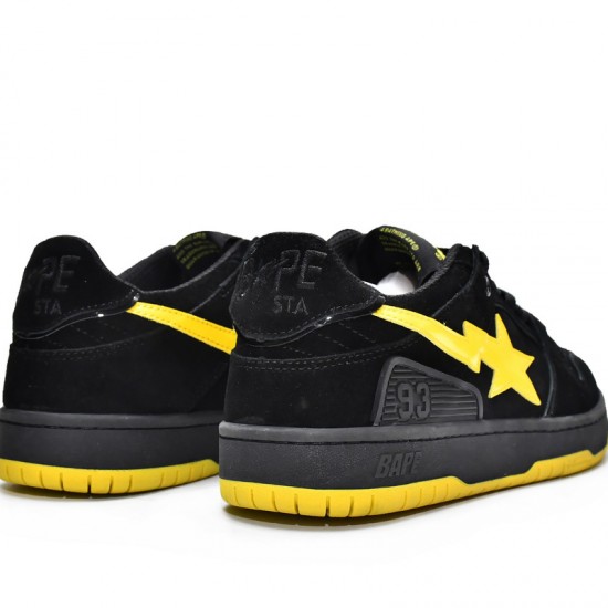 A Bathing Ape Sk8 Low Black Yellow Women Men Sneaker