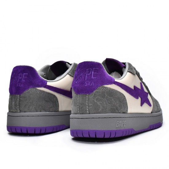 A Bathing Ape Sk8 Low Grey Purple Beige Women Men Sneaker