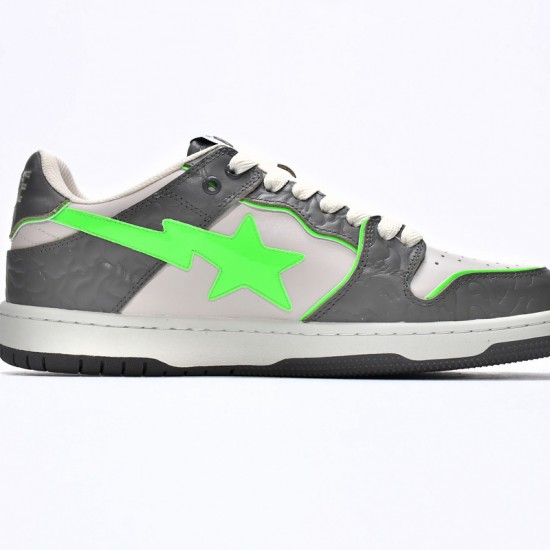 A Bathing Ape Sk8 Low Grey White Green Women Men Sneaker