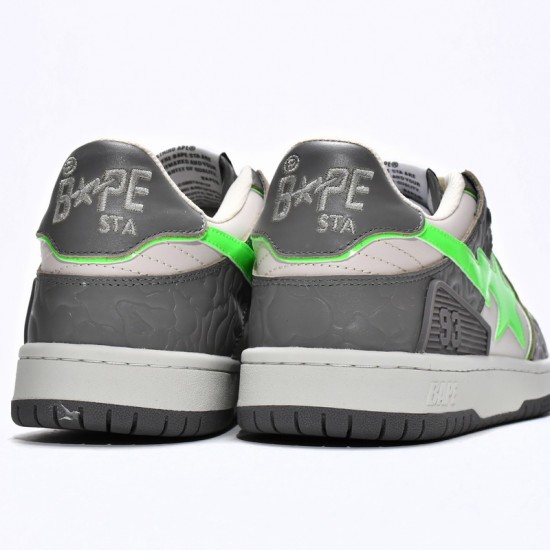 A Bathing Ape Sk8 Low Grey White Green Women Men Sneaker