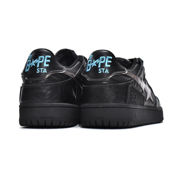 A Bathing Ape Sk8 Low Silver Black Women Men Sneaker