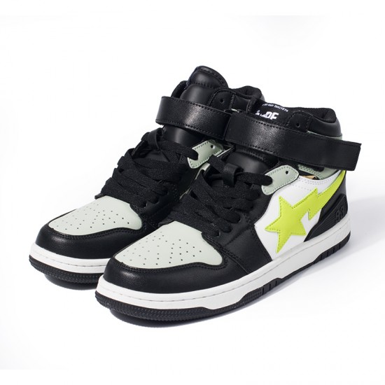 A Bathing Ape Sk8 High Black Green White Women Men Sneaker