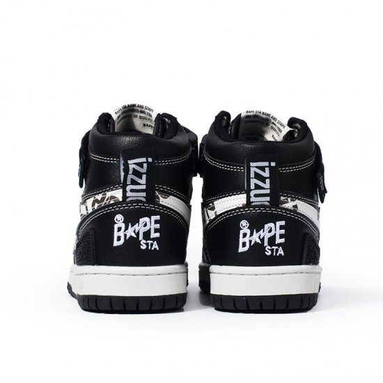 A Bathing Ape Sk8 High Black White Women Men Sneaker