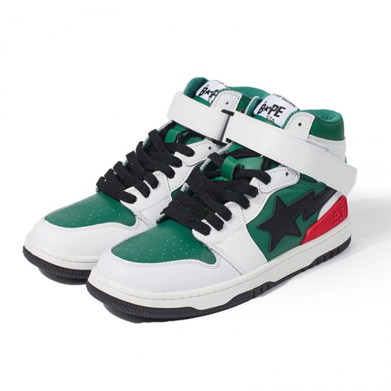 A Bathing Ape Sk8 High Green Red Black White Women Men Sneaker