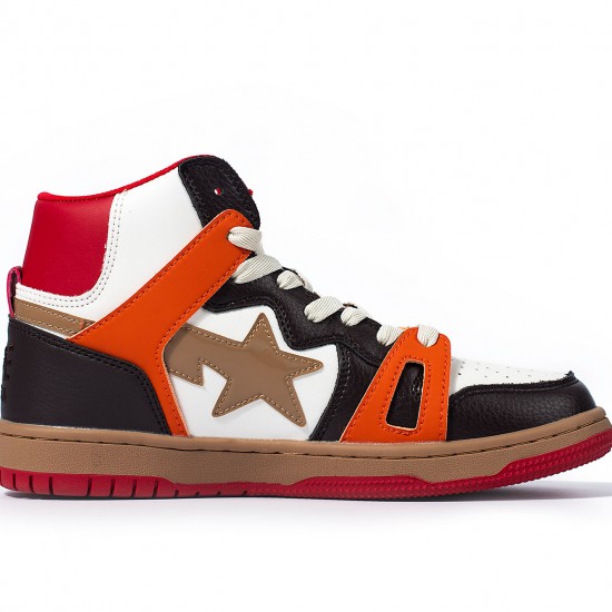 A Bathing Ape Sk8 High Red Brown Black White Women Men Sneaker