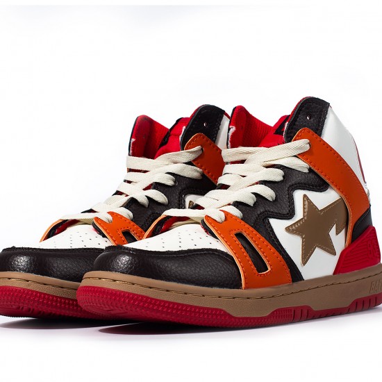 A Bathing Ape Sk8 High Red Brown Black White Women Men Sneaker