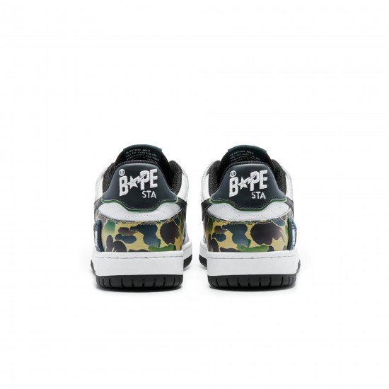 A Bathing Ape Sk8 Low Army Green White Black Women Men Sneaker