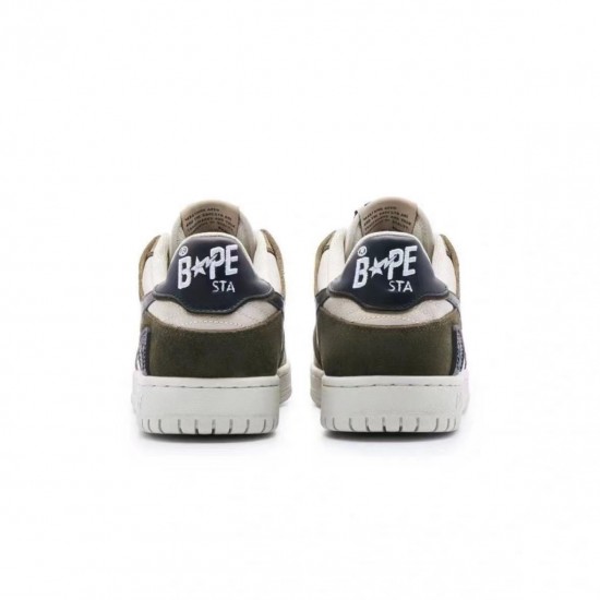 A Bathing Ape Sk8 Low Beige Black Army Green Women Men Sneaker