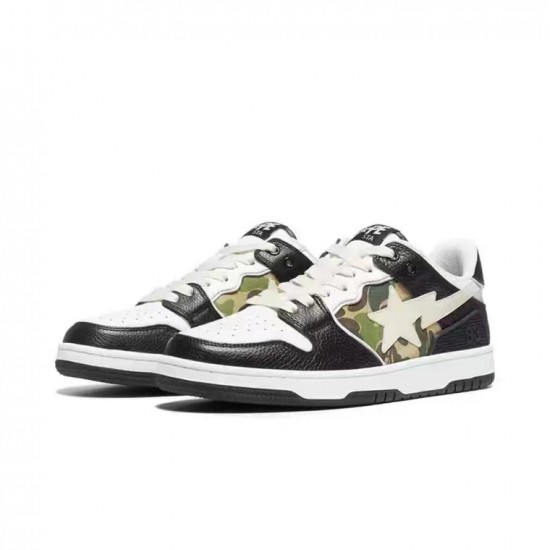 A Bathing Ape Sk8 Low Black White Women Men Sneaker