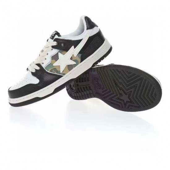 A Bathing Ape Sk8 Low Black White Women Men Sneaker