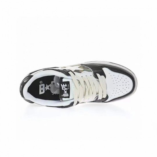 A Bathing Ape Sk8 Low Black White Women Men Sneaker