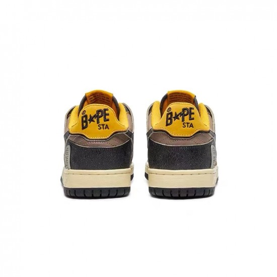 A Bathing Ape Sk8 Low Brown Black Yellow Women Men Sneaker