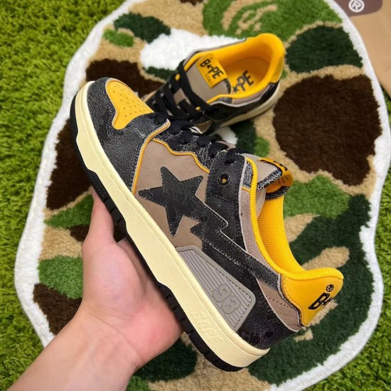 A Bathing Ape Sk8 Low Brown Black Yellow Women Men Sneaker