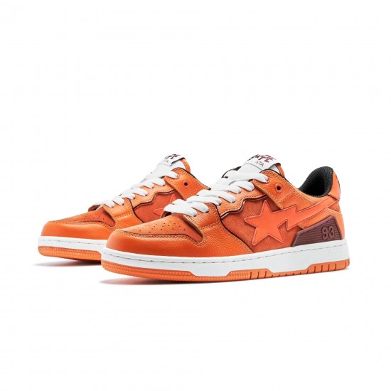 A Bathing Ape Sk8 Low Brown Orange White Women Men Sneaker