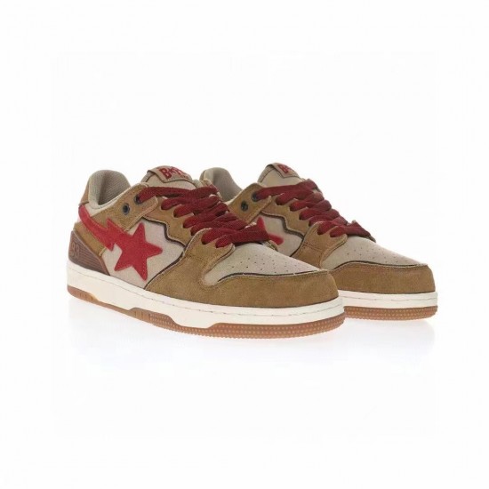 A Bathing Ape Sk8 Low Brown Red Women Men Sneaker