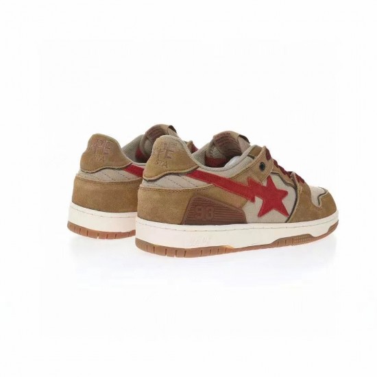 A Bathing Ape Sk8 Low Brown Red Women Men Sneaker