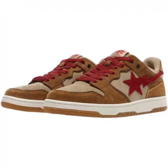 A Bathing Ape Sk8 Low Brown Red Women Men Sneaker