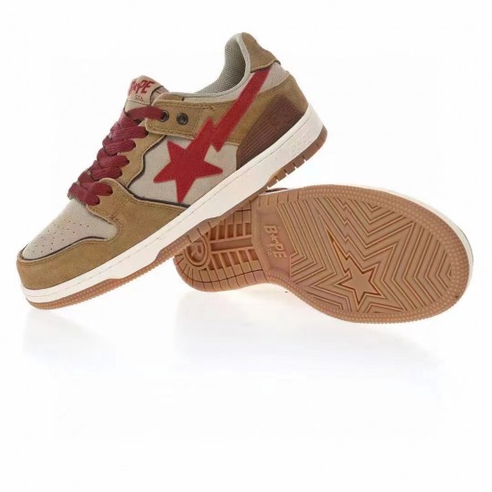 A Bathing Ape Sk8 Low Brown Red Women Men Sneaker