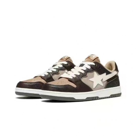 A Bathing Ape Sk8 Low Brown White Women Men Sneaker