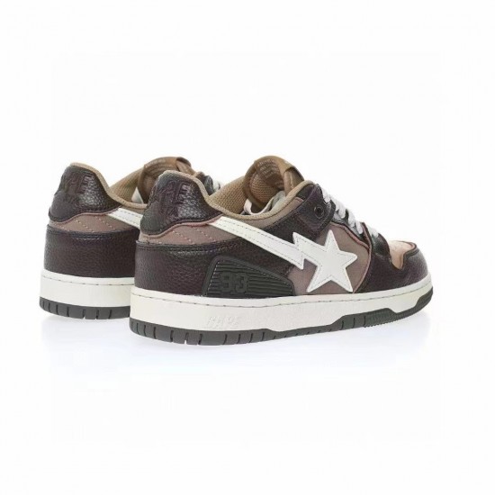 A Bathing Ape Sk8 Low Brown White Women Men Sneaker