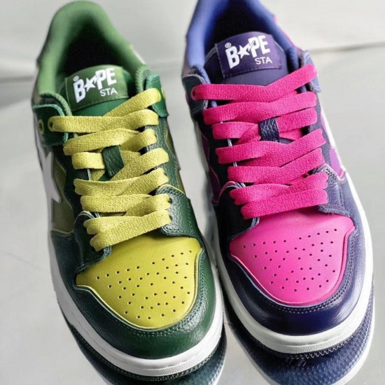 A Bathing Ape Sk8 Low Green Army Green White Women Men Sneaker