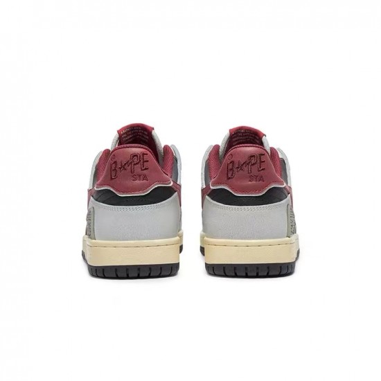 A Bathing Ape Sk8 Low Grey Black Win-red Women Men Sneaker