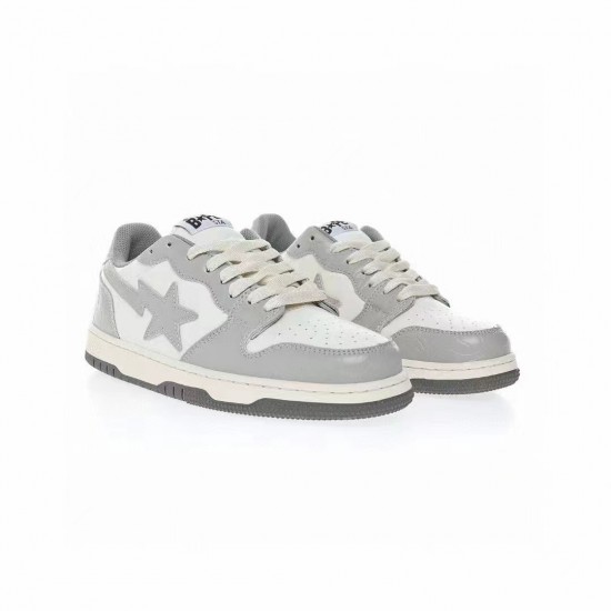 A Bathing Ape Sk8 Low Grey White Women Men Sneaker