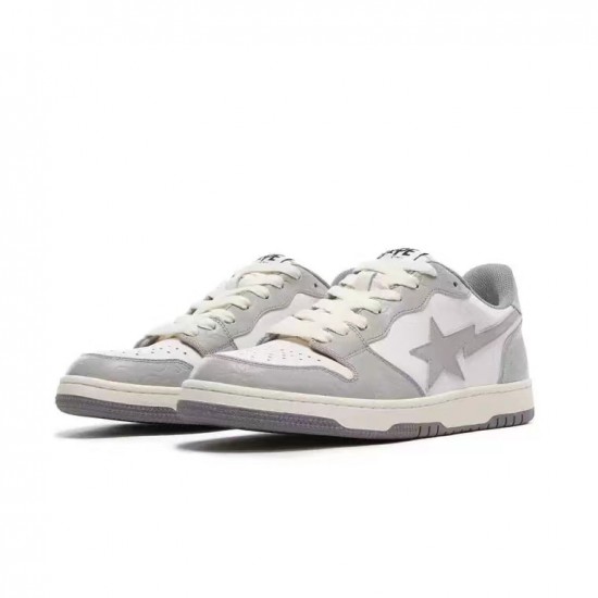 A Bathing Ape Sk8 Low Grey White Women Men Sneaker