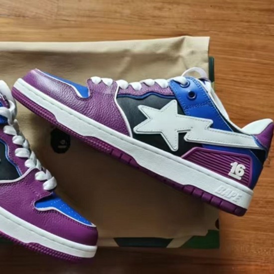 A Bathing Ape Sk8 Low Purple Blue White Women Men Sneaker