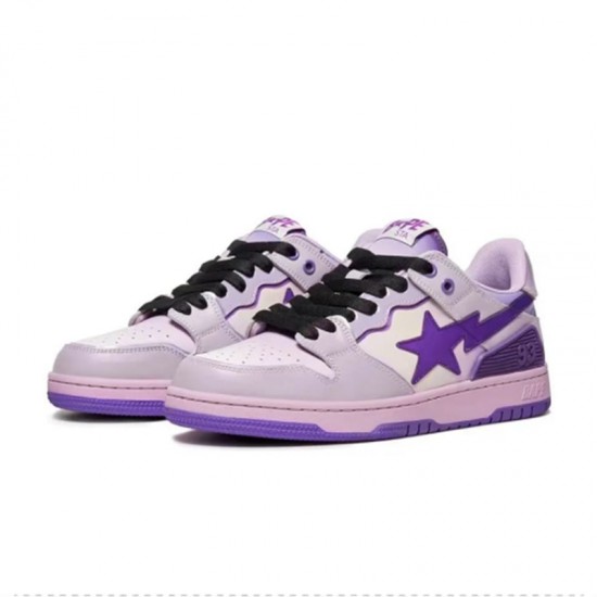 A Bathing Ape Sk8 Low Purple White Black Women Men Sneaker