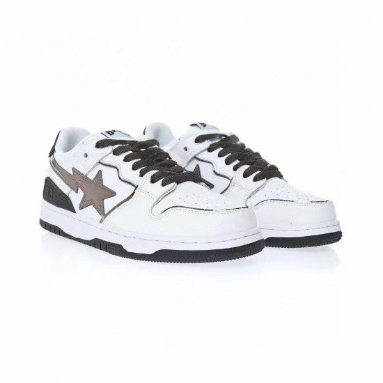 A Bathing Ape Sk8 Low White Black Women Men Sneaker