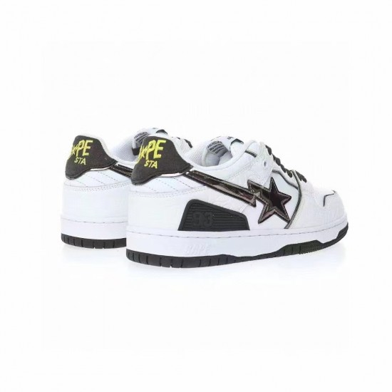 A Bathing Ape Sk8 Low White Black Women Men Sneaker