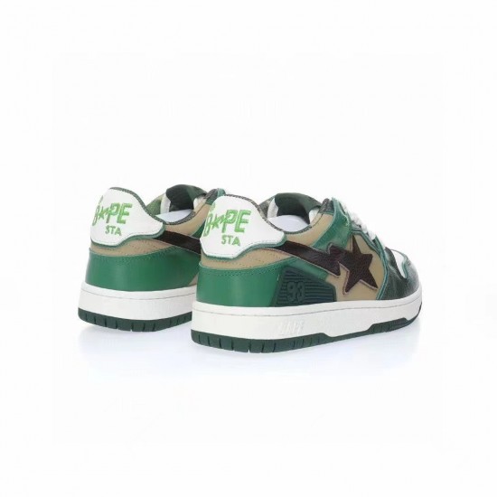 A Bathing Ape Sk8 Low White Green Brown Women Men Sneaker