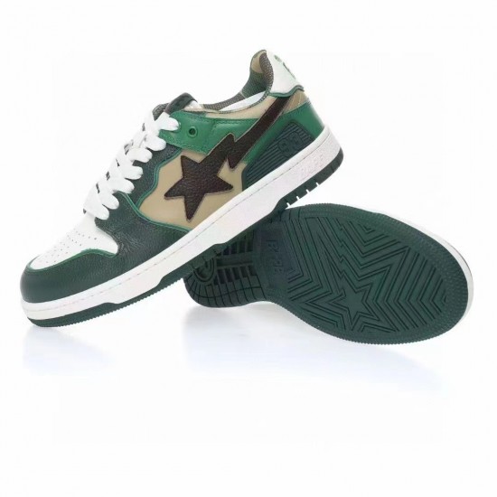 A Bathing Ape Sk8 Low White Green Brown Women Men Sneaker