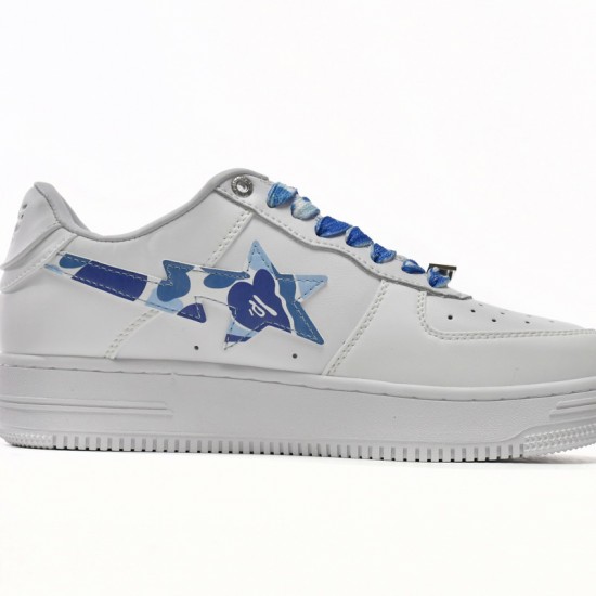 A Bathing Ape Low White Blue Camouflage Women Men Sneaker