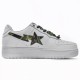 A Bathing Ape Low White Green Camouflage Women Men Sneaker