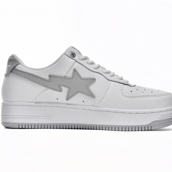 A Bathing Ape Low White Grey Silvery Women Men Sneaker