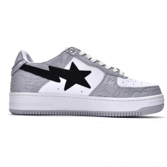 A Bathing Ape Low White Grey Women Men Sneaker