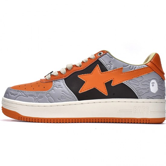 A Bathing Ape Low Grey Orange Women Men Sneaker