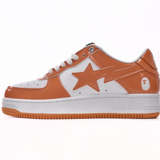 A Bathing Ape Low White Orange Women Men Sneaker