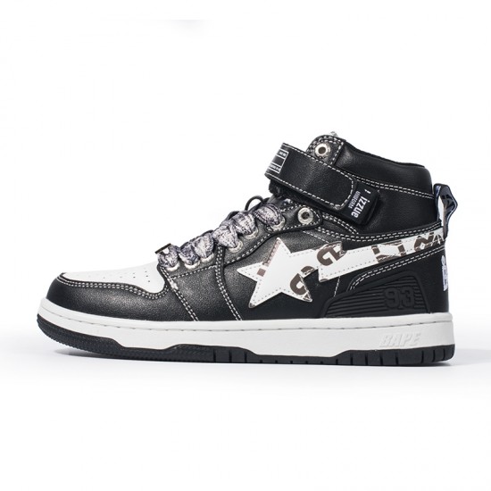 A Bathing Ape Sk8 High Black White Women Men Sneaker