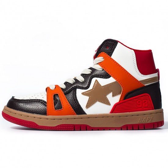 A Bathing Ape Sk8 High Red Brown Black White Women Men Sneaker