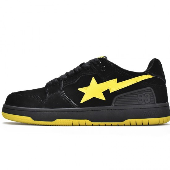 A Bathing Ape Sk8 Low Black Yellow Women Men Sneaker