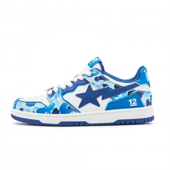 A Bathing Ape Sk8 Low Blue White Deep Blue Women Men Sneaker