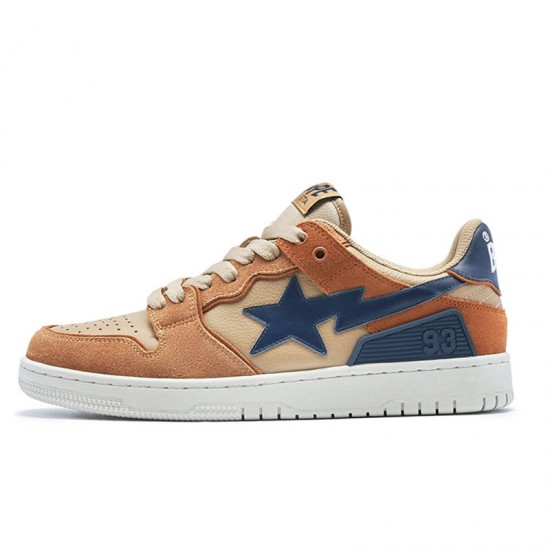 A Bathing Ape Sk8 Low Brown Blue Women Men Sneaker