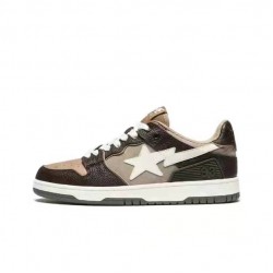 A Bathing Ape Sk8 Low Brown White Women Men Sneaker