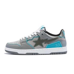 A Bathing Ape Sk8 Low Grey Ltblue Women Men Sneaker