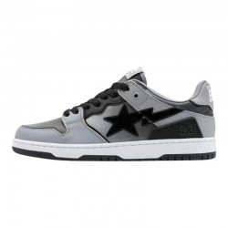 A Bathing Ape Sk8 Low Grey Silver Black Women Men Sneaker