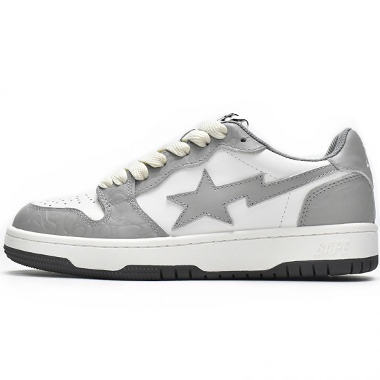 A Bathing Ape Sk8 Low Grey White Women Men Sneaker