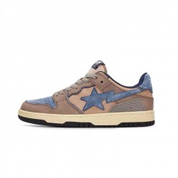 A Bathing Ape Sk8 Low Ltblue Brown Beige Women Men Sneaker